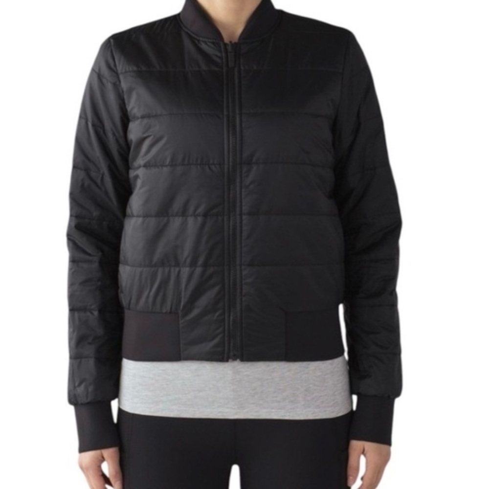 Lululemon womens black non stop reversible bomber jacket 12